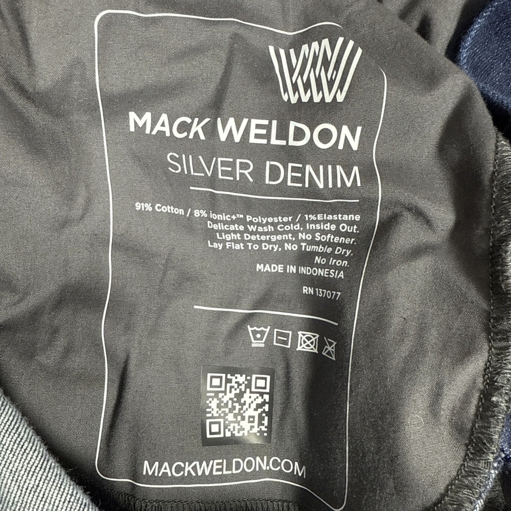 Mack Weldon Jeans Mens 36x32 (Fits 34x29) Silver Denim Indigo Selvedge Dark - Picture 8 of 12